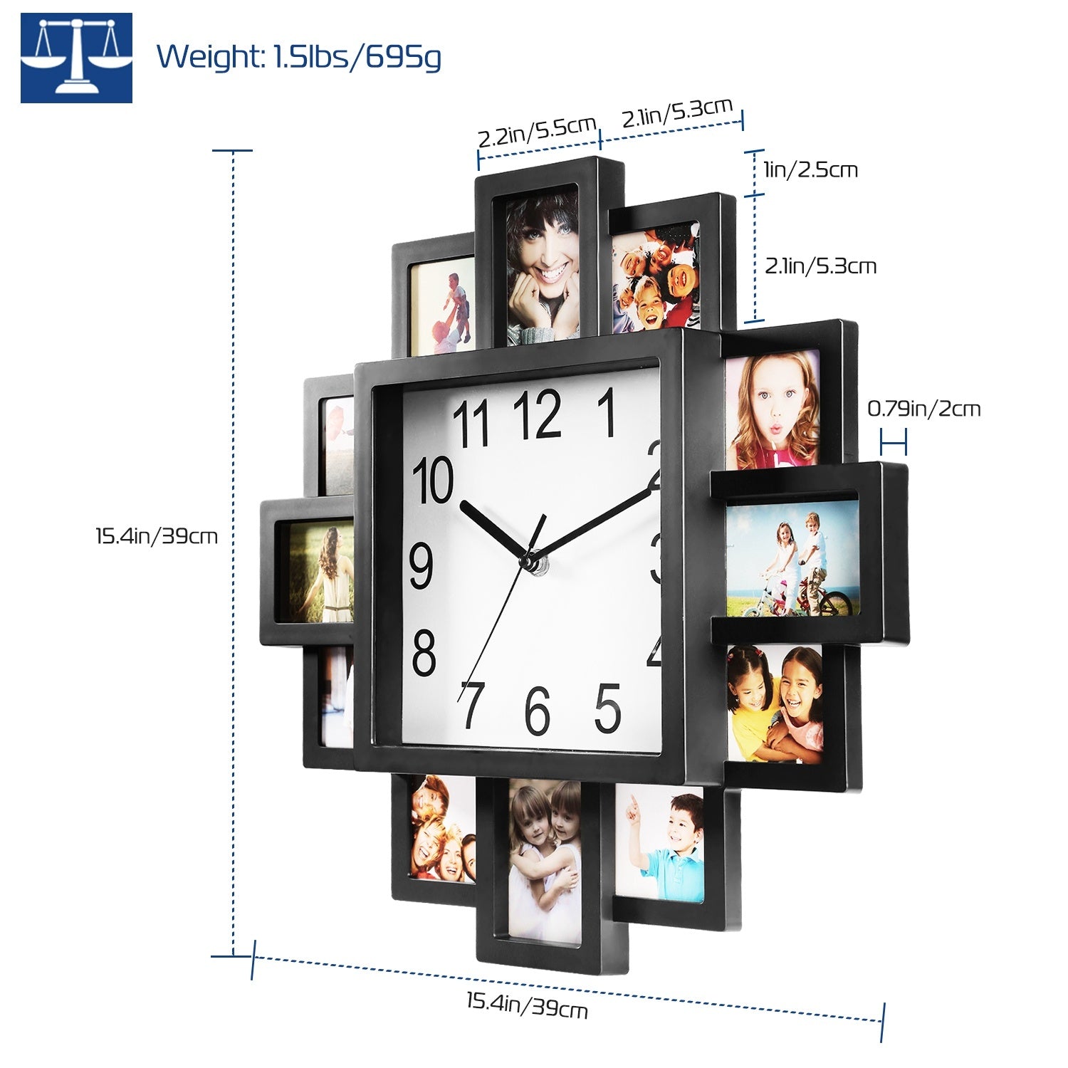 1Pc Photo Frame Clock Picture