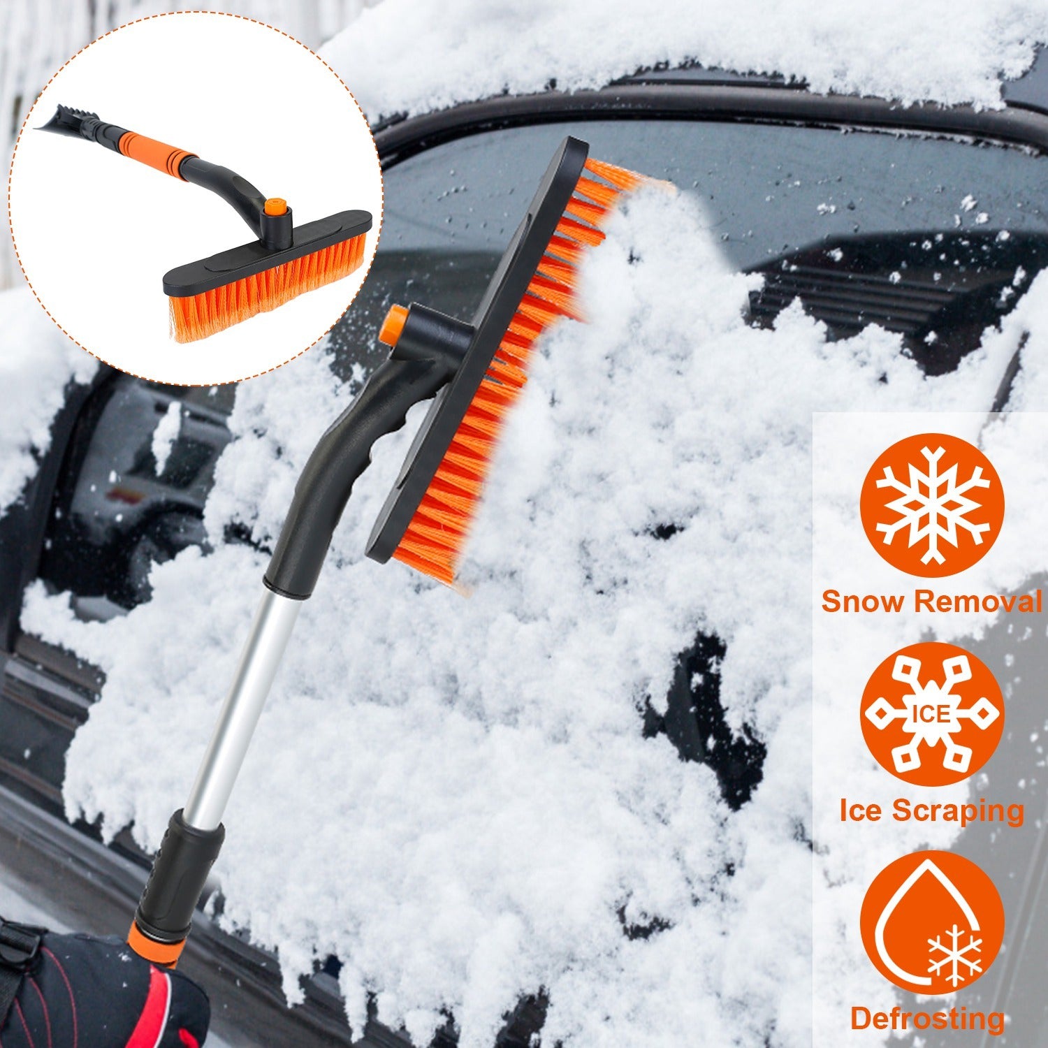 1Pc 3 In 1 Windshield Ice Scraper