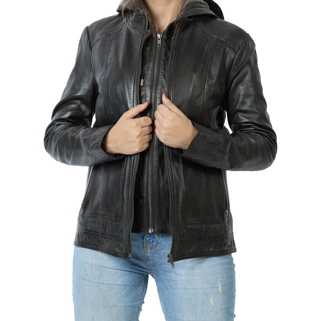 Black Genuine Leather, Women's HALLEN Griffin Winter Fashion