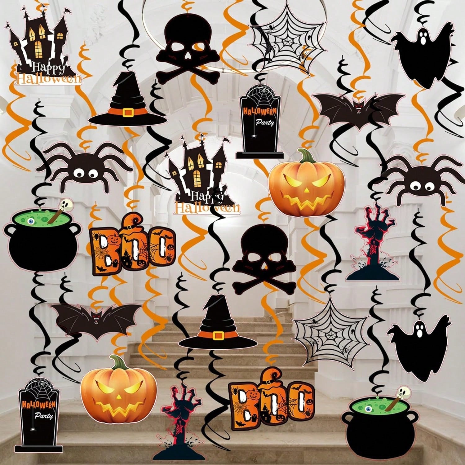 36 Pcs Halloween Hanging Swirl Decorations Halloween