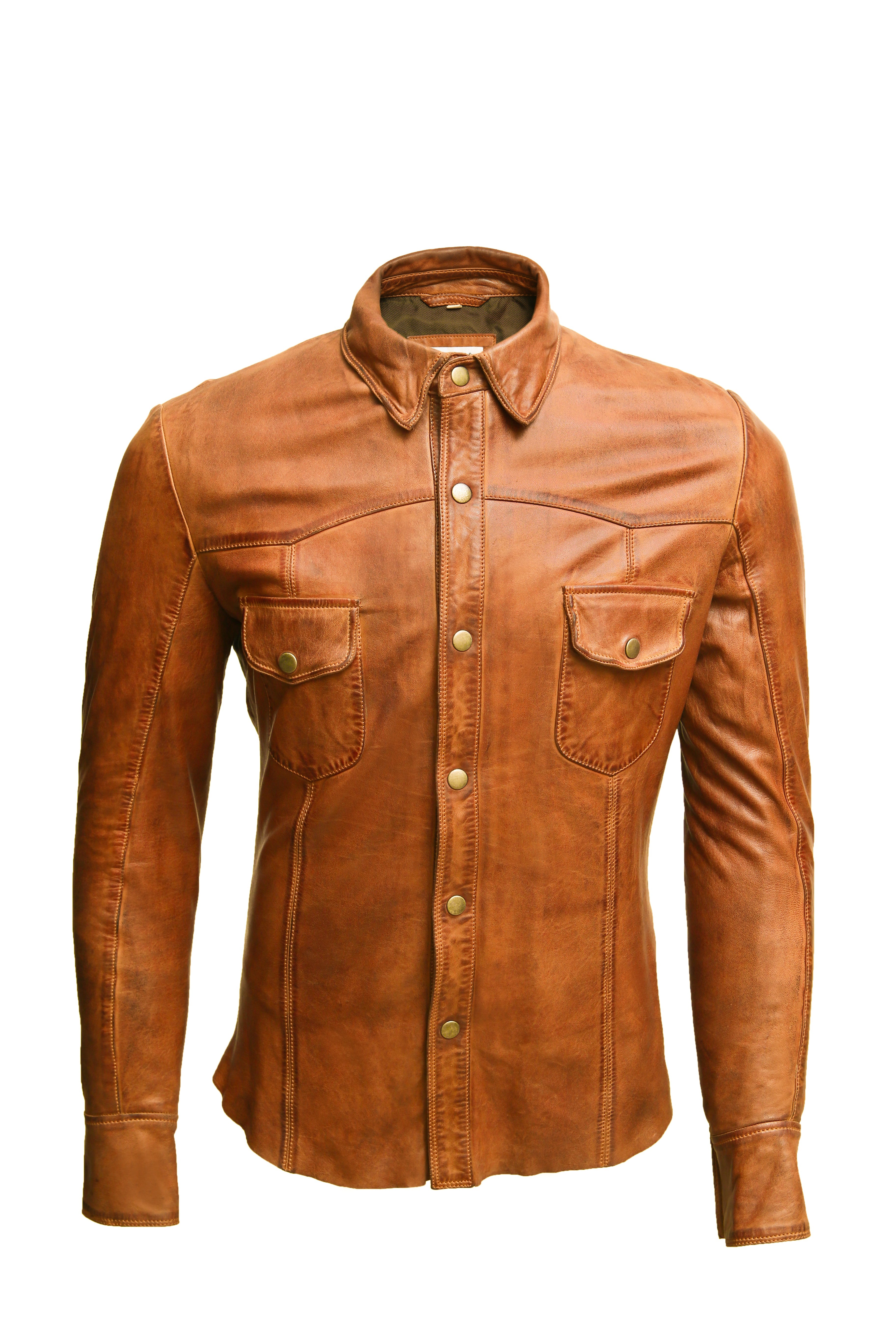 Lamb Skin Leather shirt cafe racer shirt leather Jacket for Unisex Buyerz World