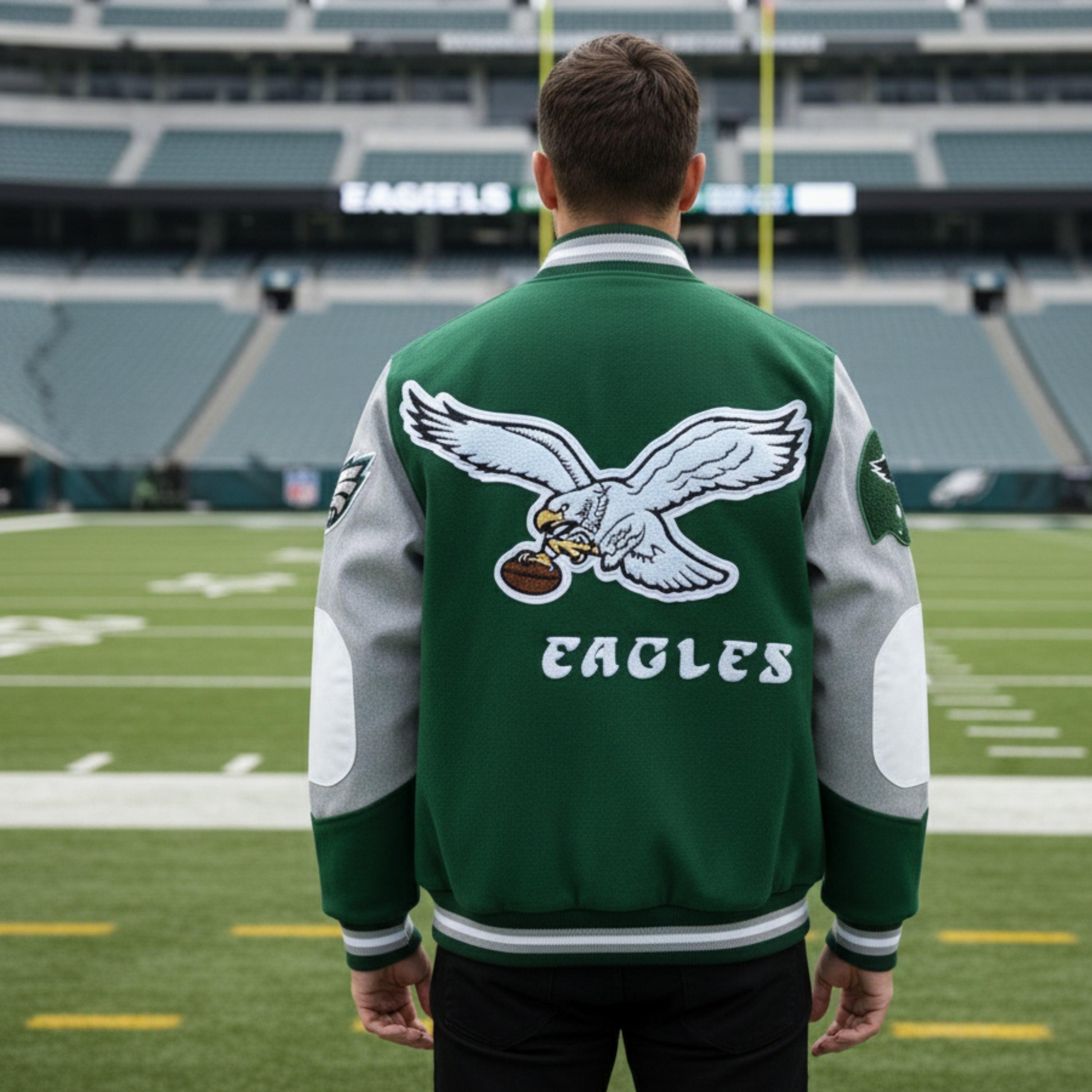 Philadelphia eagles Varsity, Eagles Jacket, Green Eagles Jacket, Diana Green eagles Varsity, green varsity