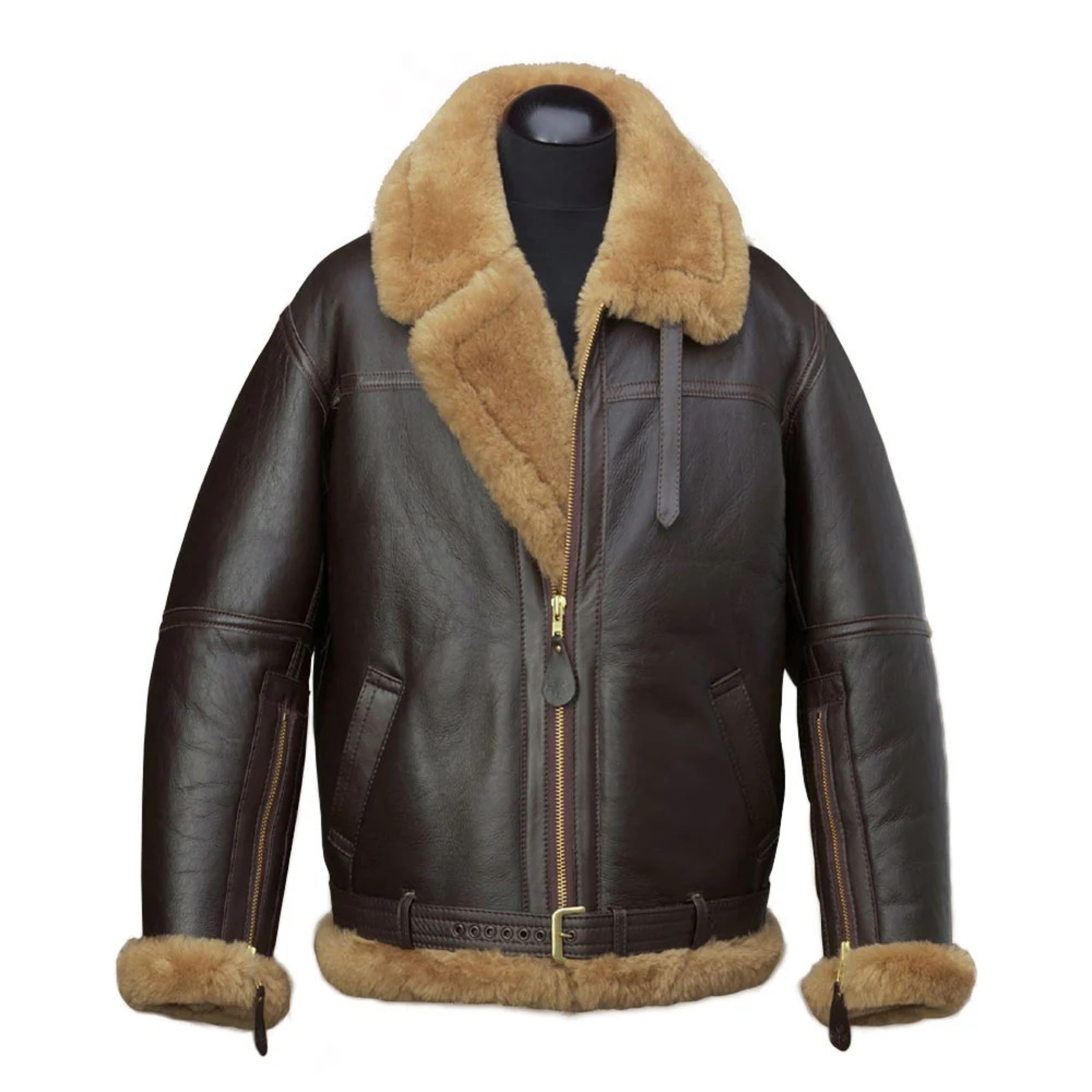 B3 Brown leather jacket with Artificial fur collar and cuffs WWII Bomber Jacket