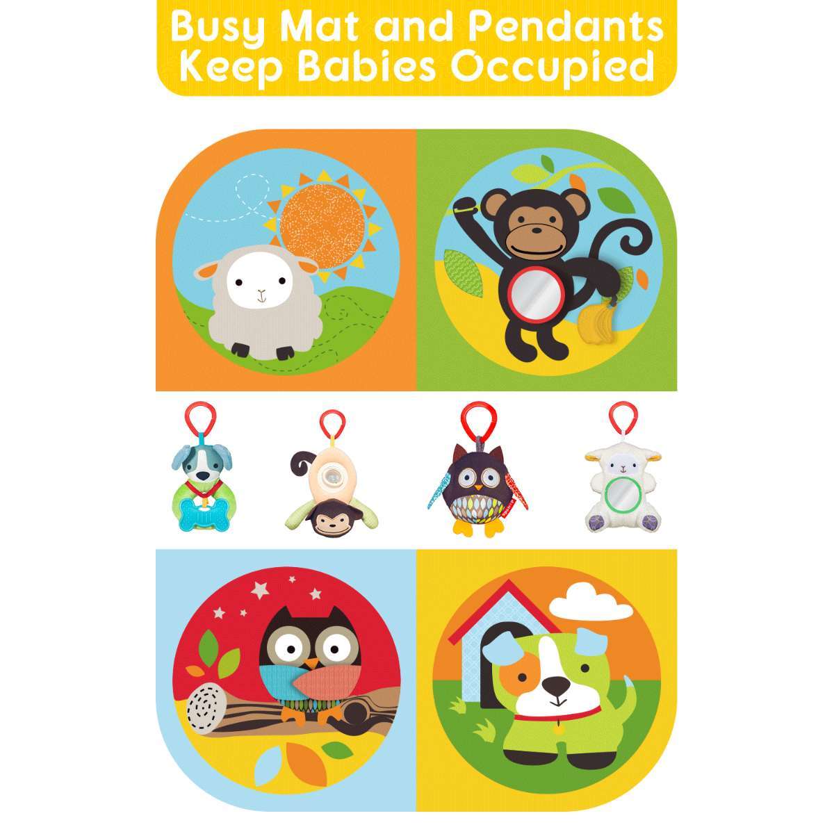 Keeygo Baby Play Mat Zoo Theme Sensory Infant Toys