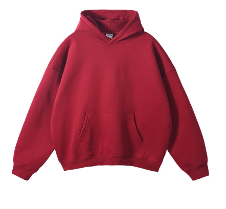 New Loose Fleece Trendy Drop Shoulder Solid Color Hoodie