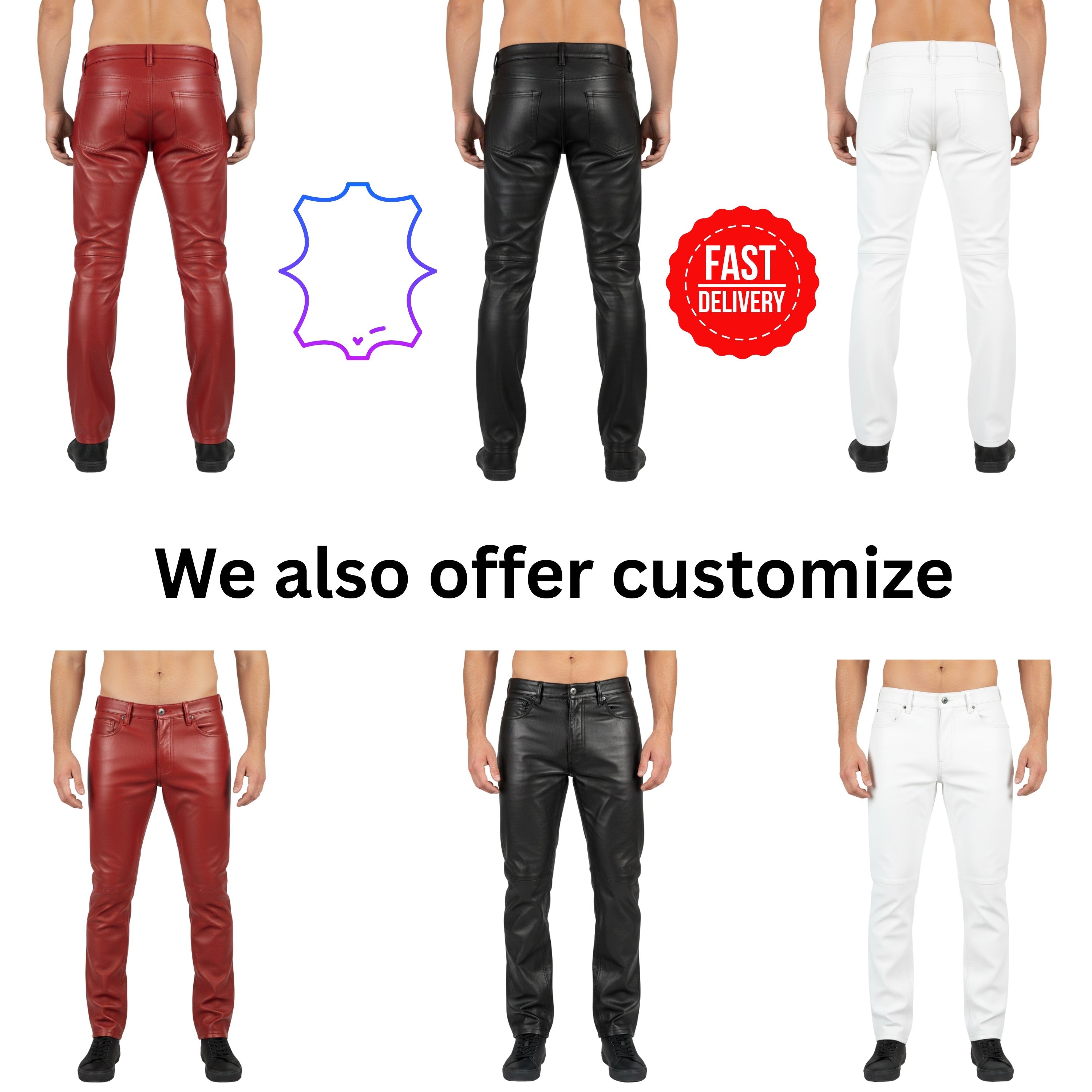 Men's Leather Pant Jeans Style 4 Pockets